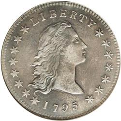 1795 S$1 Flowing Hair, Two Leaves AU50 ANACS. B-1, BB- 