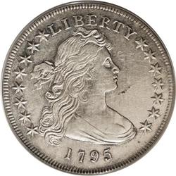 1795 S$1 Draped Bust, Off Center AU53 PCGS. B-14, BB-5 