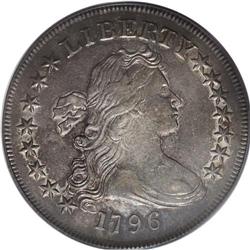1796 S$1 Large Date, Small Letters AU50 PCGS. B-5, BB- 