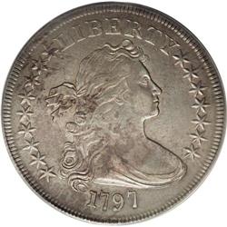 1797 S$1 9x7 Stars, Large Letters AU50 PCGS. B-1, BB-7 