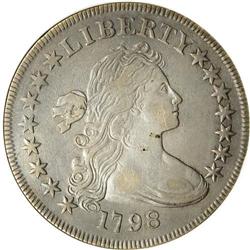 1798 S$1 Small Eagle, 15 Stars--Cleaned--ANACS. XF40 D 