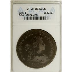 1798 S$1 Large Eagle--Cleaned--ANACS. VF20 Details. B- 