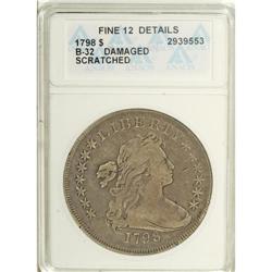 1798 S$1 Five Stripes--Damaged, Scratched--ANACS. Fine 