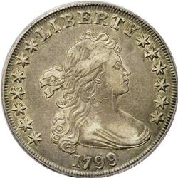 1799 S$1 XF45 PCGS. B-9, BB-166, R.1. Die crack below 