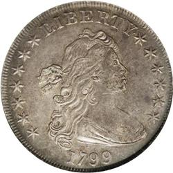 1799 S$1 AU50 NGC. B-10, BB-163, R.2. Intermediate Die 