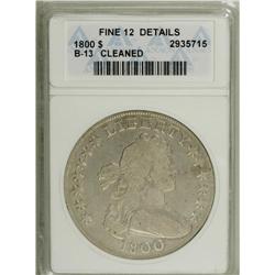 1800 S$1 --Cleaned--ANACS. Fine 12 Details. B-13, BB-19 