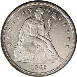 1842 S$1 MS62 PCGS. With a business strike mintage of 