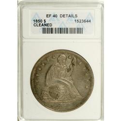 1850 S$1 --Cleaned--ANACS. XF40 Details. The right side 