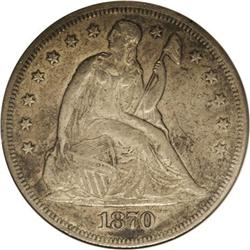 1870-CC S$1 --Corroded, Cleaned--ANACS. AU50 Details. A 