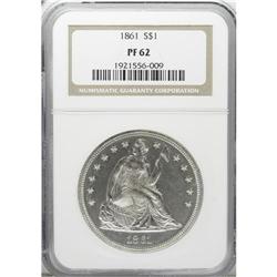 1861 S$1 PR62 NGC. This fully struck No Motto proof do 