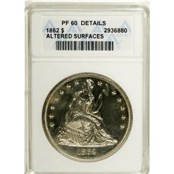 1862 S$1 --Altered Surfaces--ANACS. PR60 Details. Exces 