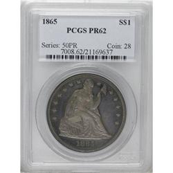 1865 S$1 PR62 PCGS. This razor-sharp specimen is richl 