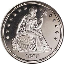 1865 S$1 PR66 S Ultra Cameo NGC. The final year of No 