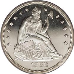 1868 S$1 PR64 Cameo PCGS. With only 600 specimens mint 