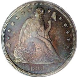 1869 S$1 PR65 PCGS. Approximately 370 1869 proof dolla 