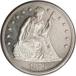 1870 S$1 PR62 Cameo PCGS. 1870 proof Seated dollars ar 