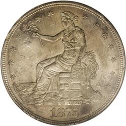1875-CC T$1 Chop Mark MS63 PCGS. Type One Reverse. Two 
