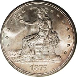 1875-S T$1 MS64 PCGS. Type One Reverse. Large S mintma 