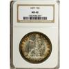 Image 1 : 1877 T$1 MS62 NGC. Reddish-orange and violet-blue pati 