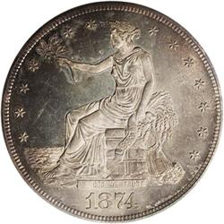 1874 T$1 PR64 PCGS. Seven hundred proof Trade dollars 