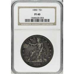 1880 T$1 PR40 NGC. A lightly circulated and heavily to 