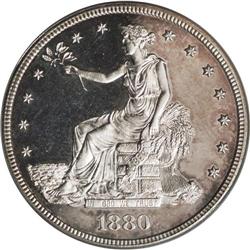 1880 S$1 PR64 Cameo PCGS. The surfaces are mostly bril 