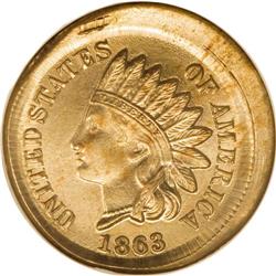 1863 1C Indian Cent--Broadstruck--MS64 NGC. 