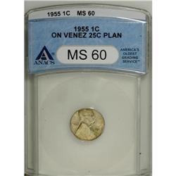 1955 Lincoln Cent on a Venezuela 25c Planchet ANACS 