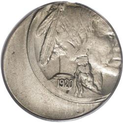 1920-? 5C Buffalo Nickel--Struck 35% Off Center--AU58 