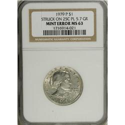 1979-P SBA$ --Struck on a Quarter Planchet--MS63 NGC. A 