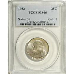 1932 25C MS66 PCGS. Partial peripheral toning on both 