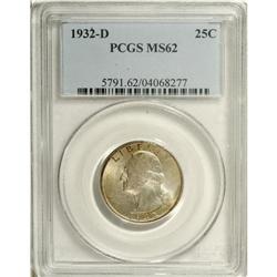 1932-D 25C MS62 PCGS. Pale gold and blue toning graces 