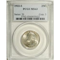 1932-S 25C MS63 PCGS. Frosty with pale blue and gold p 