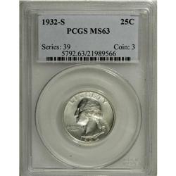 1932-S 25C MS63 PCGS. This first-year key-date issue f 