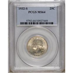 1932-S 25C MS64 PCGS. A highly lustrous and lightly to 