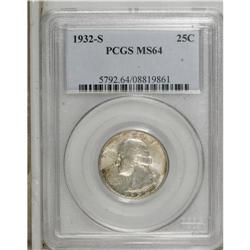 1932-S 25C MS64 PCGS. Lightly toned, this popular key 