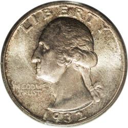 1932-S 25C MS65 PCGS. Mottled chestnut-gold and battle 