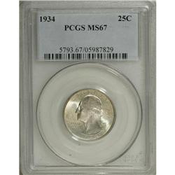 1934 25C Medium Motto MS67 PCGS. Smoke-gray surfaces w 