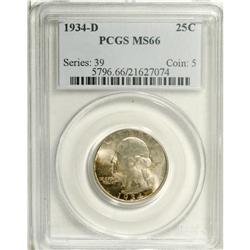 1934-D 25C MS66 PCGS. 