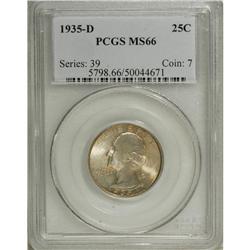 1935-D 25C MS66 PCGS. Mottled burnt orange and cinnamo 