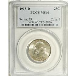 1935-D 25C MS66 PCGS. The milky silver-gray patina is 