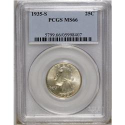1935-S 25C MS66 PCGS. A thin coat of powder-blue and y 