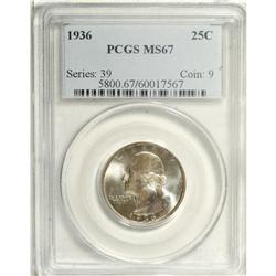 1936 25C MS67 PCGS. Every bit the Superb Gem, this ric 