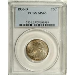 1936-D 25C MS65 PCGS. One of the better dates in the W 