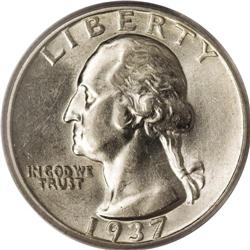 1937 25C Doubled Die Obverse AU58 PCGS. Strong doublin 