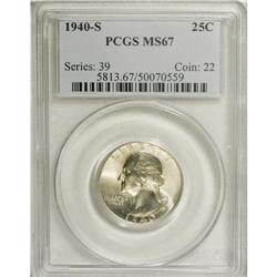 1940-S 25C MS67 PCGS. A touch of rose-gold in the obve 