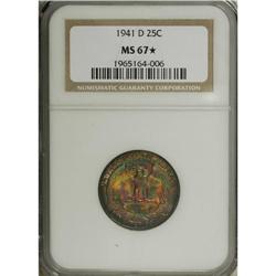1941-D 25C MS67 S NGC. Highly lustrous surfaces exhib 