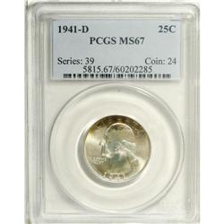 1941-D 25C MS67 PCGS. Fully struck with a bright, sati 