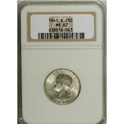 1941-S 25C MS67 NGC. This highly lustrous Superb Gem h 