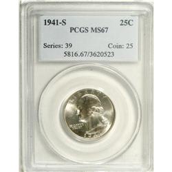 1941-S 25C MS67 PCGS. Well struck, highly lustrous, an 